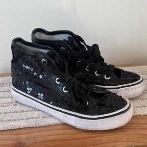 Black Sequin Kids High-Top Sneakers dance shoe balera size 3kids youth